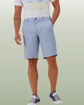 Bermuda elastiqué 100% Lin homme Bleu clair