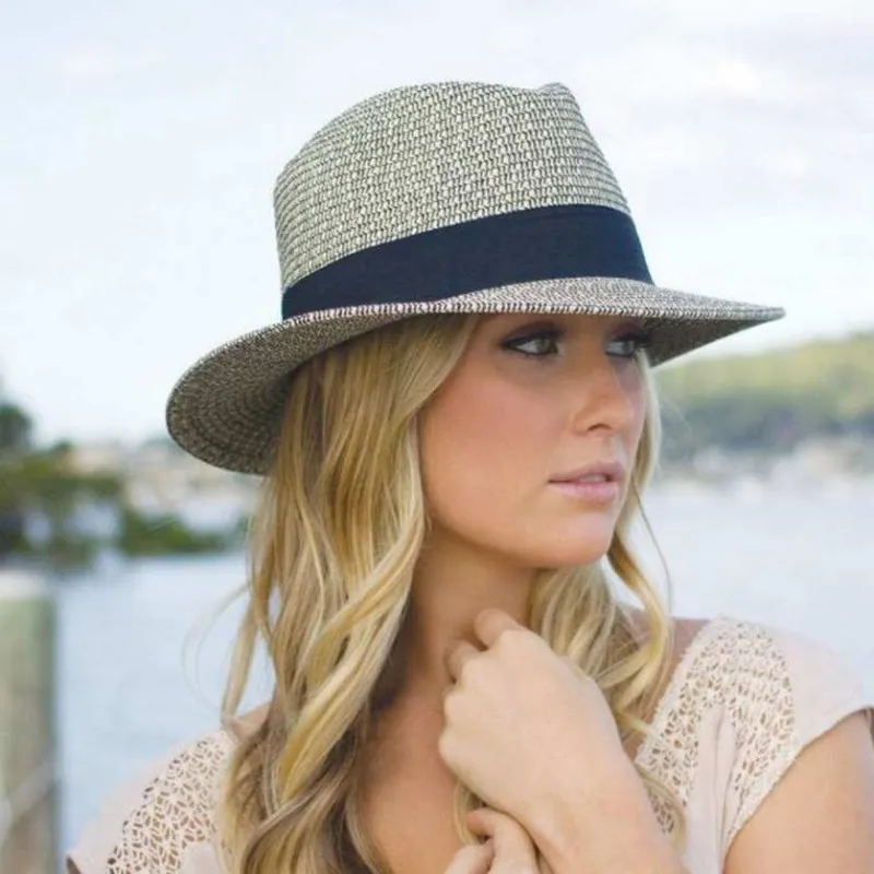 Chapeau Avoca HOUSE OF ORD Chiné noir | Chapeaux Anti-UV Fedora indéformable