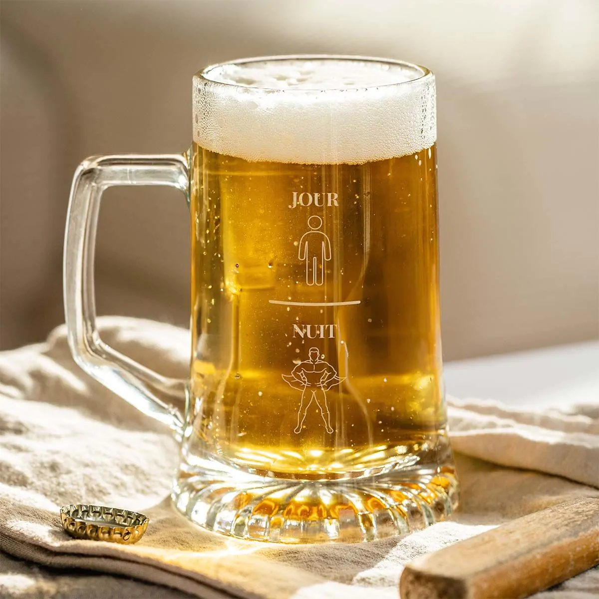 Chope de bière Super-héros personnalisée 