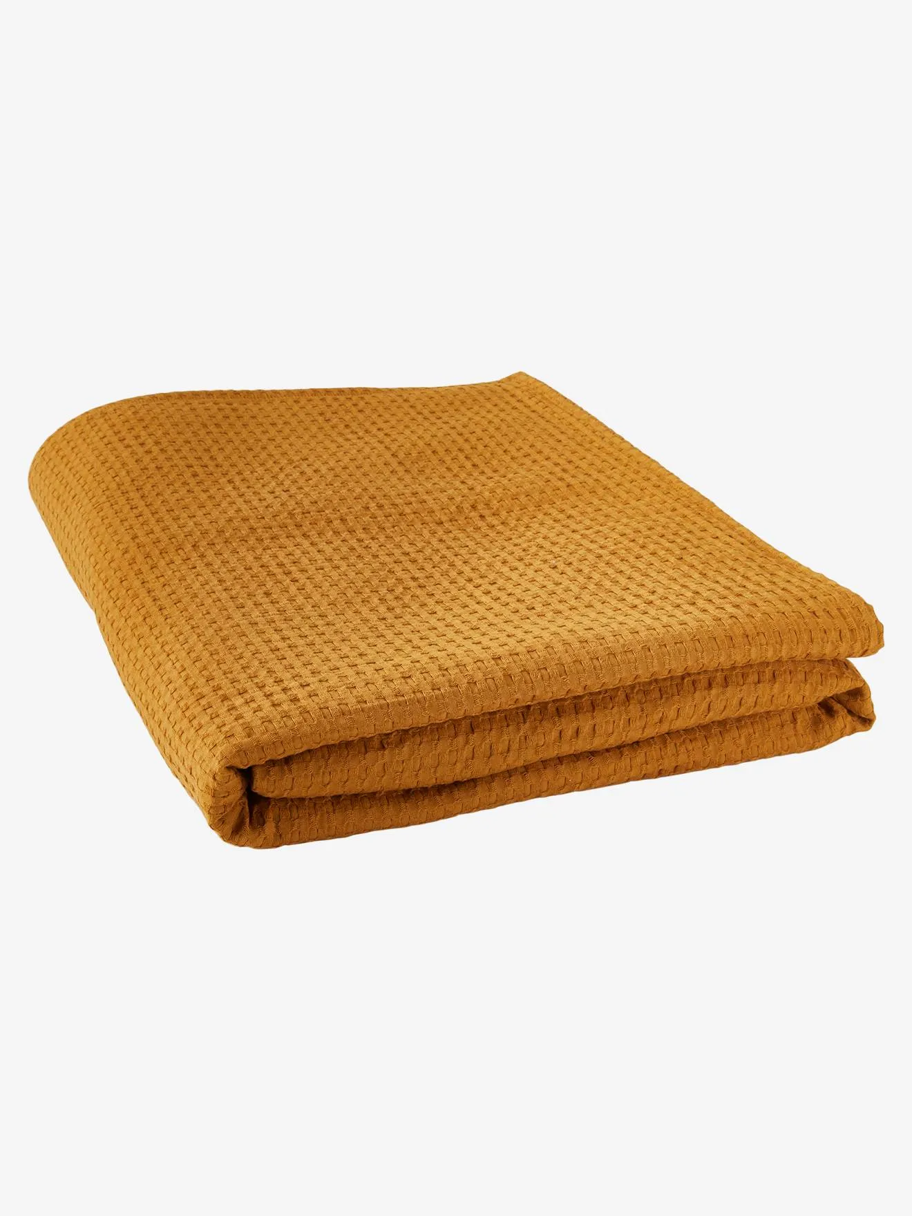 Couvre-lit nid d'abeille caramel - Vertbaudet