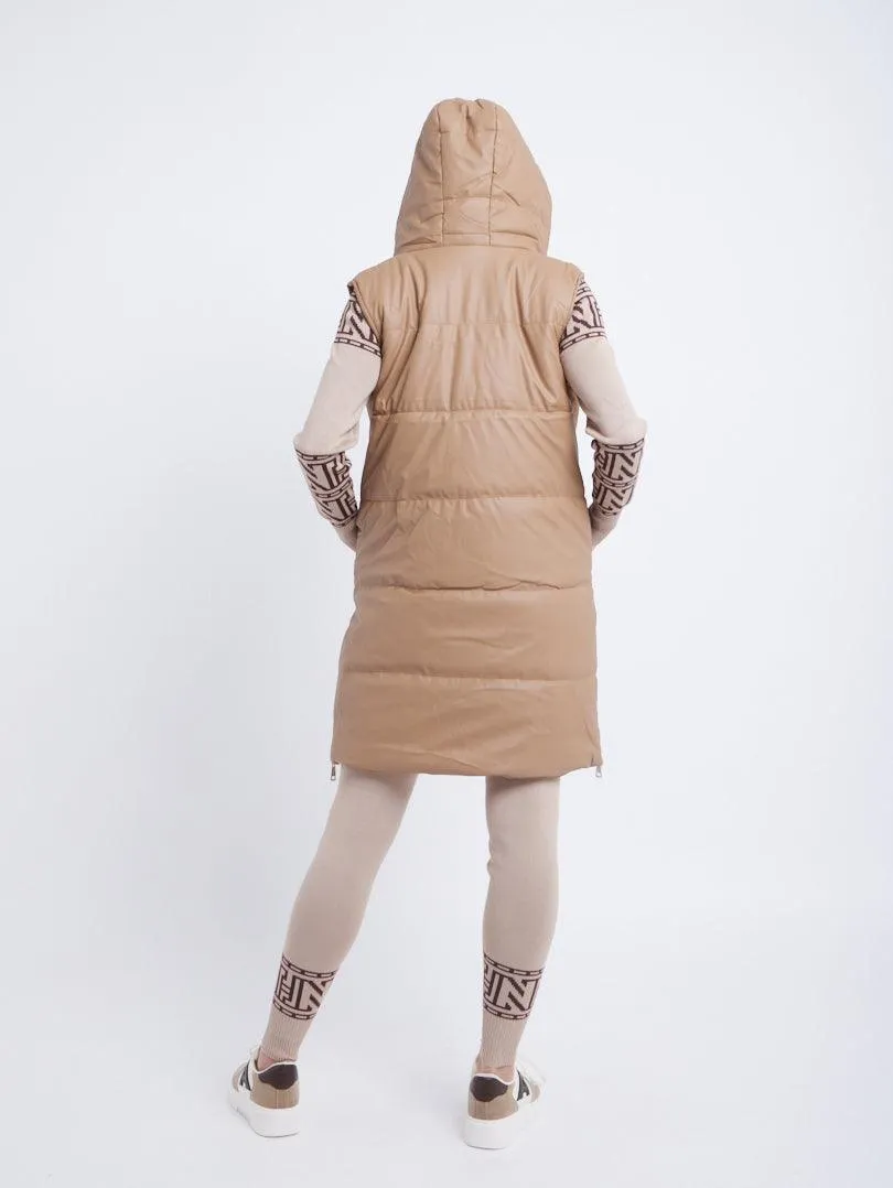 Doudoune sans manches effet cuir