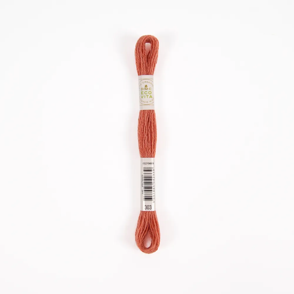 Fil de laine organique à broder Eco Vita 360 coloris 303 rose -16m