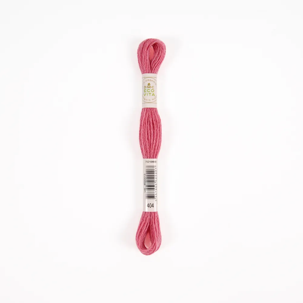 Fil de laine organique à broder Eco Vita 360 coloris 404 rose -16m
