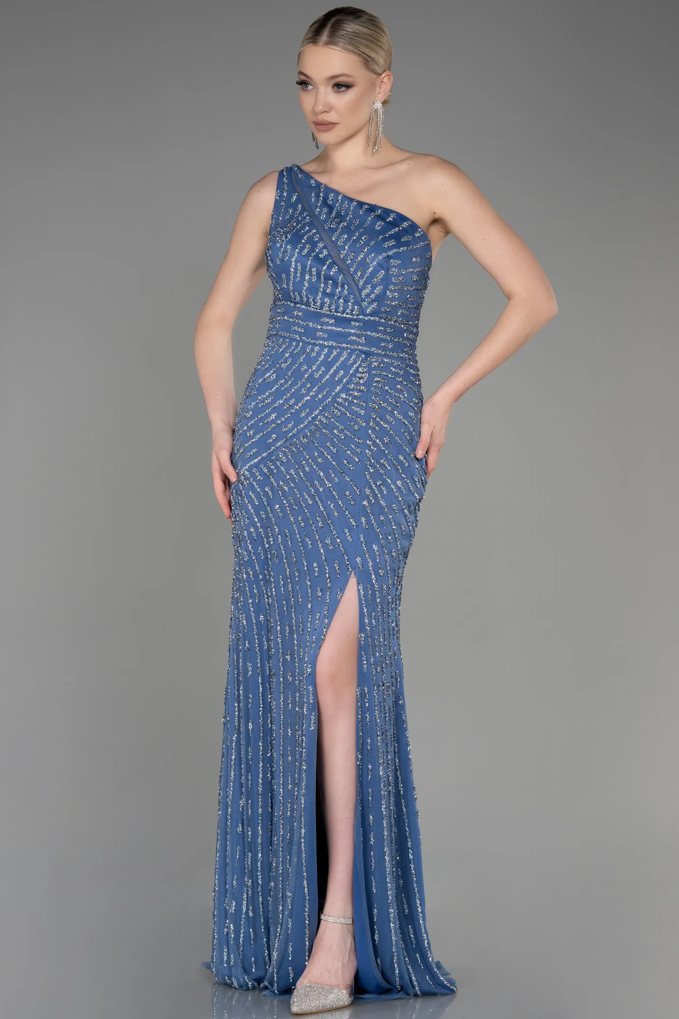 Haute Couture Longue Bleu Marine ABU3503