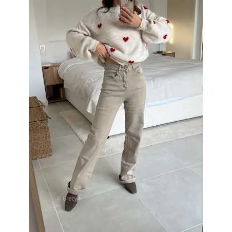Jean beige coupe wide leg
