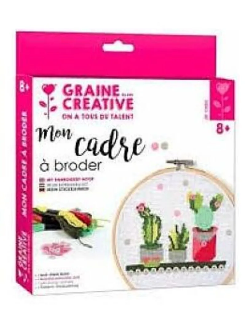 Kit Tambour A Broder Cactus En Bois - N/A