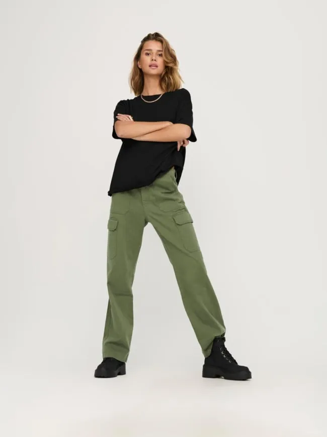 Pantalon cargo malfy taille haute kaki femme - Only | wimod