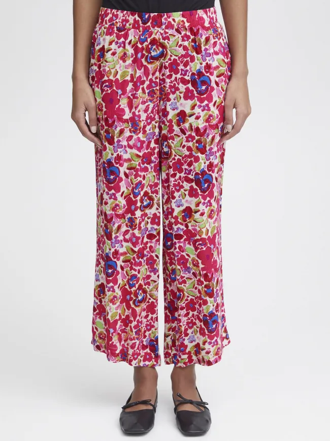 Pantalon fluide marrakech imprimés rose femme - Ichi | wimod