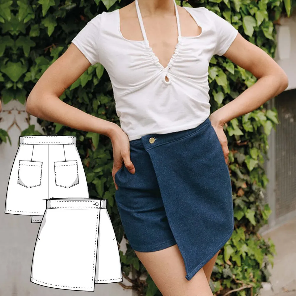 Patron skort avec instructions, XS-XXXL, Patron de couture