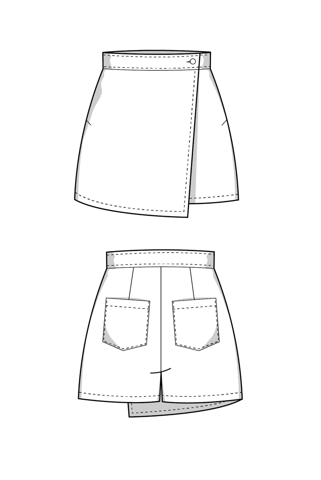 Patron skort avec instructions, XS-XXXL, Patron de couture
