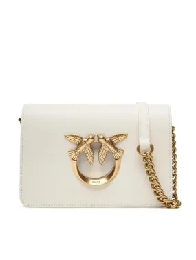 Pinko Mini Love Bag Cliquez Simplement Sur Le Sac Blanc De Soie-Or Antique - Achetez À Prix Outlet!