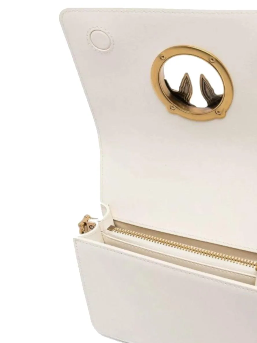 Pinko Mini Love Bag Cliquez Simplement Sur Le Sac Blanc De Soie-Or Antique - Achetez À Prix Outlet!