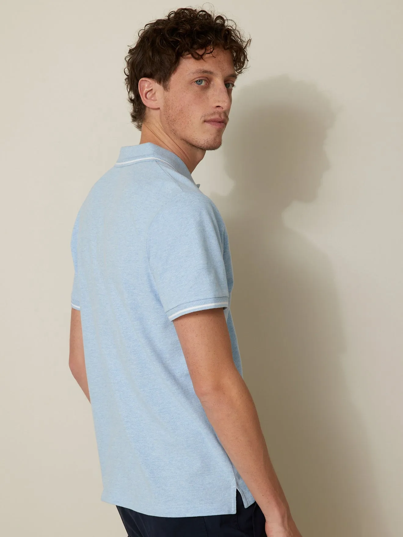 Polo maille piquée bicolore homme - coton biologique