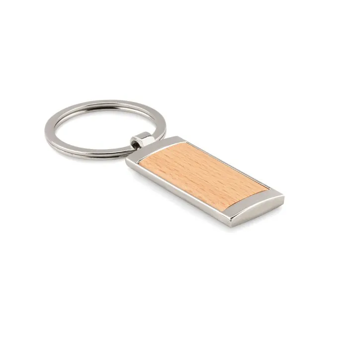 Porte-clés rectangle personnalisé en bois et zinc - MATIKOS