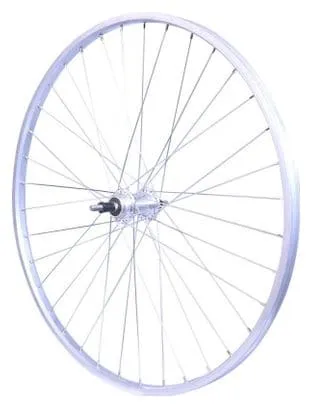 ROUE 650B 275  ARRIERE JANTE ALU SIMPLE PAROI ARGENT FREIN PATIN MOYEU ALU ECROUS ROUE LIBRE 3/5/6/7V.